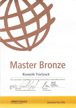 First Choice bronz certificate