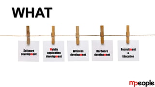 Software
development
Mobile
application
development
Wireless
development
Recruitment
&
Education
Hardware
development
WHAT
 