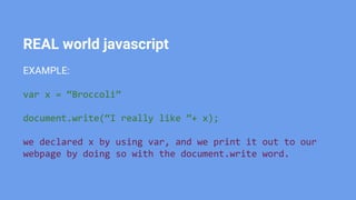 Javascript Variable / Var (aka Variables are NOT Broccoli!) | PPT