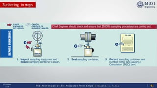 T h e P r e v e n t i o n o f A i r P o l l u t i o n f r o m S h i p s | Y A S S E R B . A . F A R A G
13 October
2020
Bunkering in steps
Tuesday, October 13, 2020 41
 