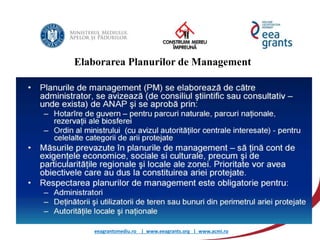 eeagrantsmediu.ro | www.eeagrants.org | www.acmi.ro
Elaborarea Planurilor de Management
 