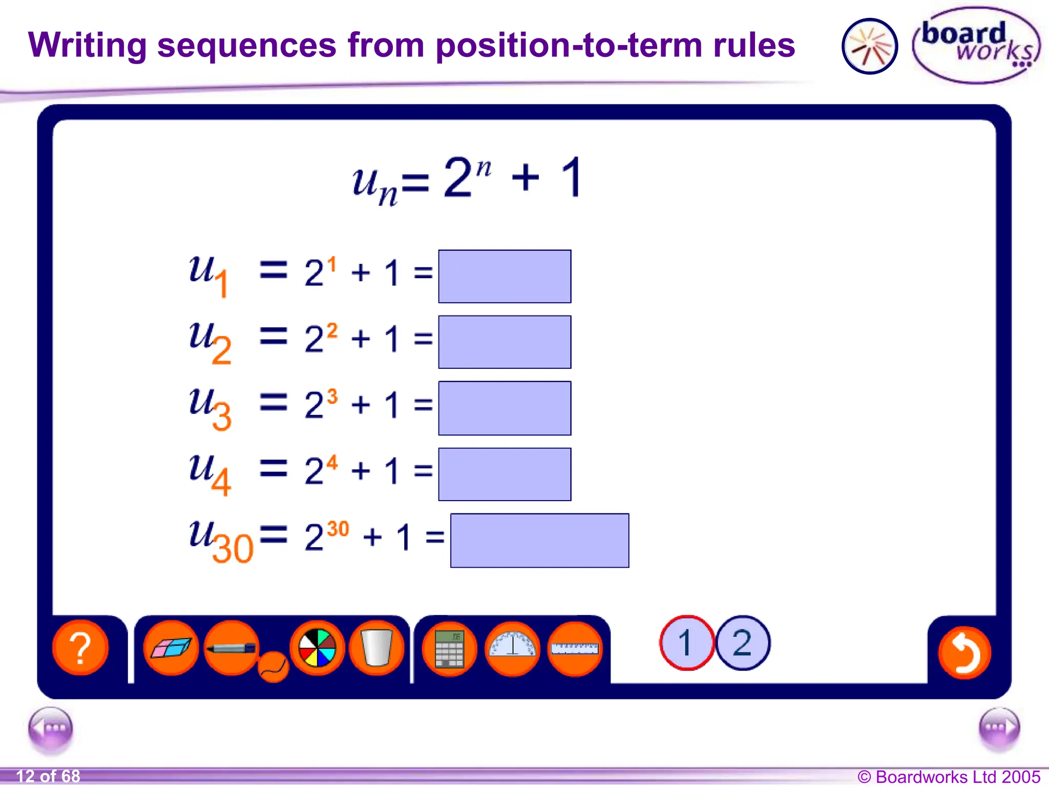© Boardworks Ltd 2005
12 of 68
Writing sequences from position-to-term rules
 