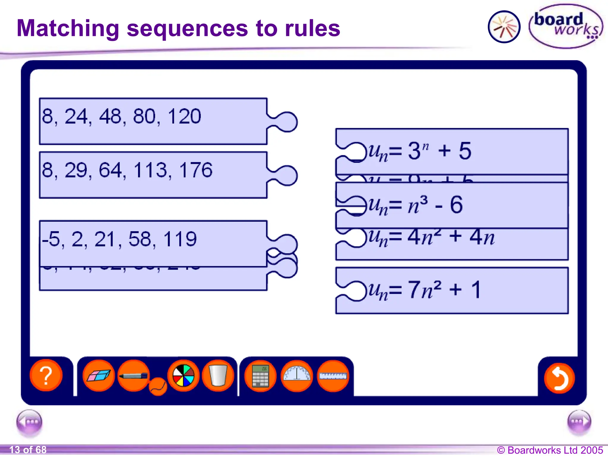© Boardworks Ltd 2005
13 of 68
Matching sequences to rules
 