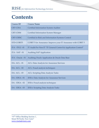 RISE's Training Catalog | PDF
