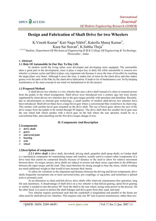 Design and Fabrication of Shaft Drive for two Wheelers | PDF
