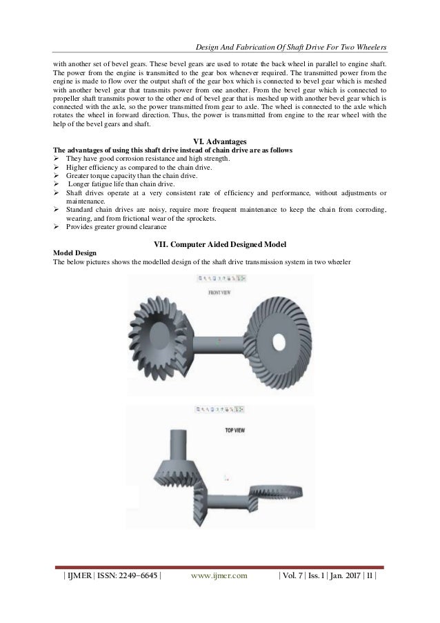 Design and Fabrication of Shaft Drive for two Wheelers