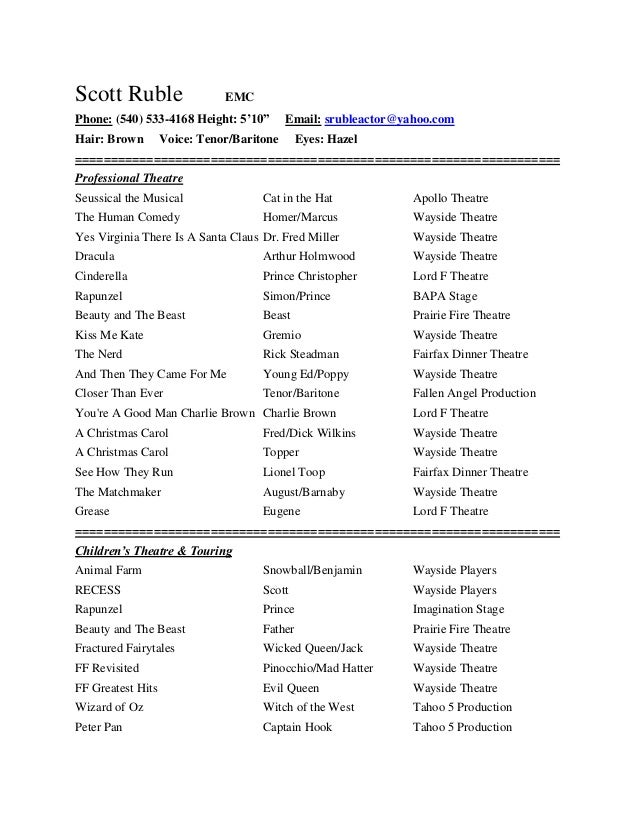 scott ruble theatre resume