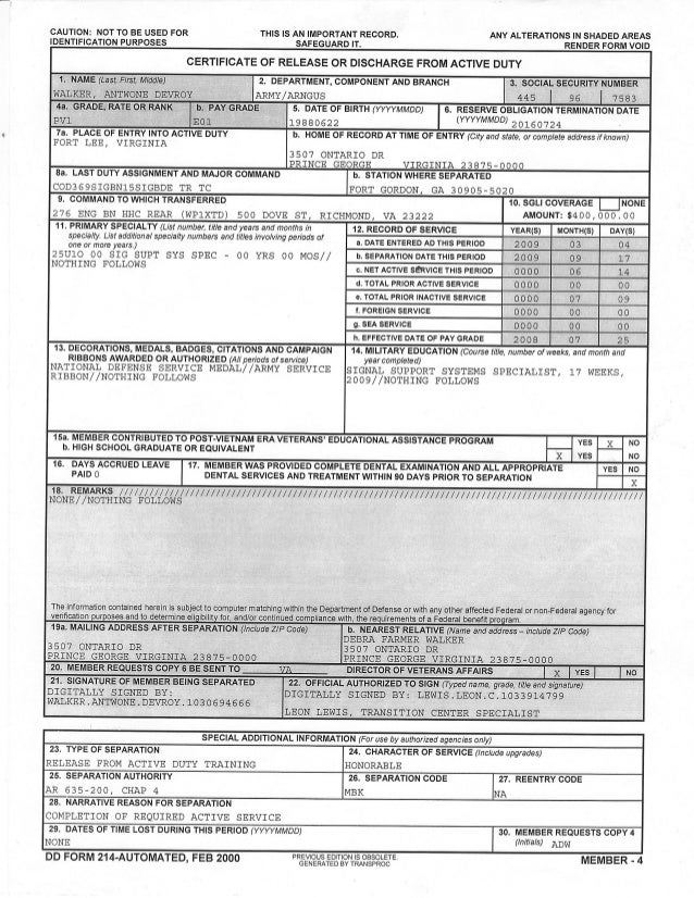 DD 214 PDF DD 214 PDF