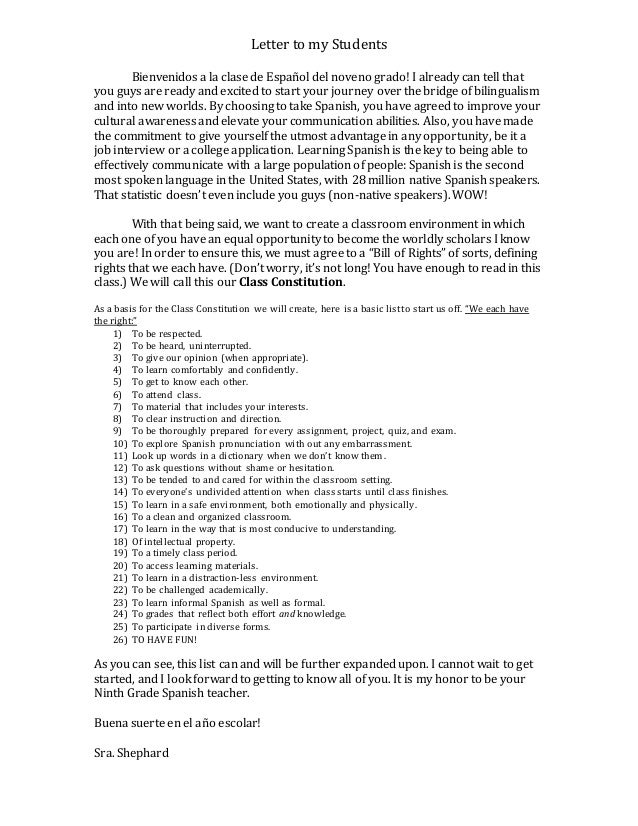 welcome letter to students how to start a letter in spanish