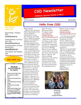 Spring 2015 MLA CSD Newsletter | PDF | Daycare and Pre-School | Parenting