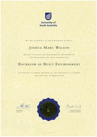 Bachelor of Built Environment Parchment | PDF