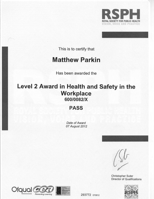 Matt qualification certificates