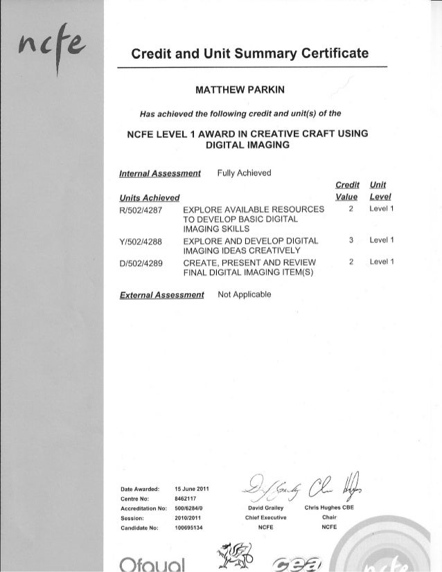 Matt qualification certificates