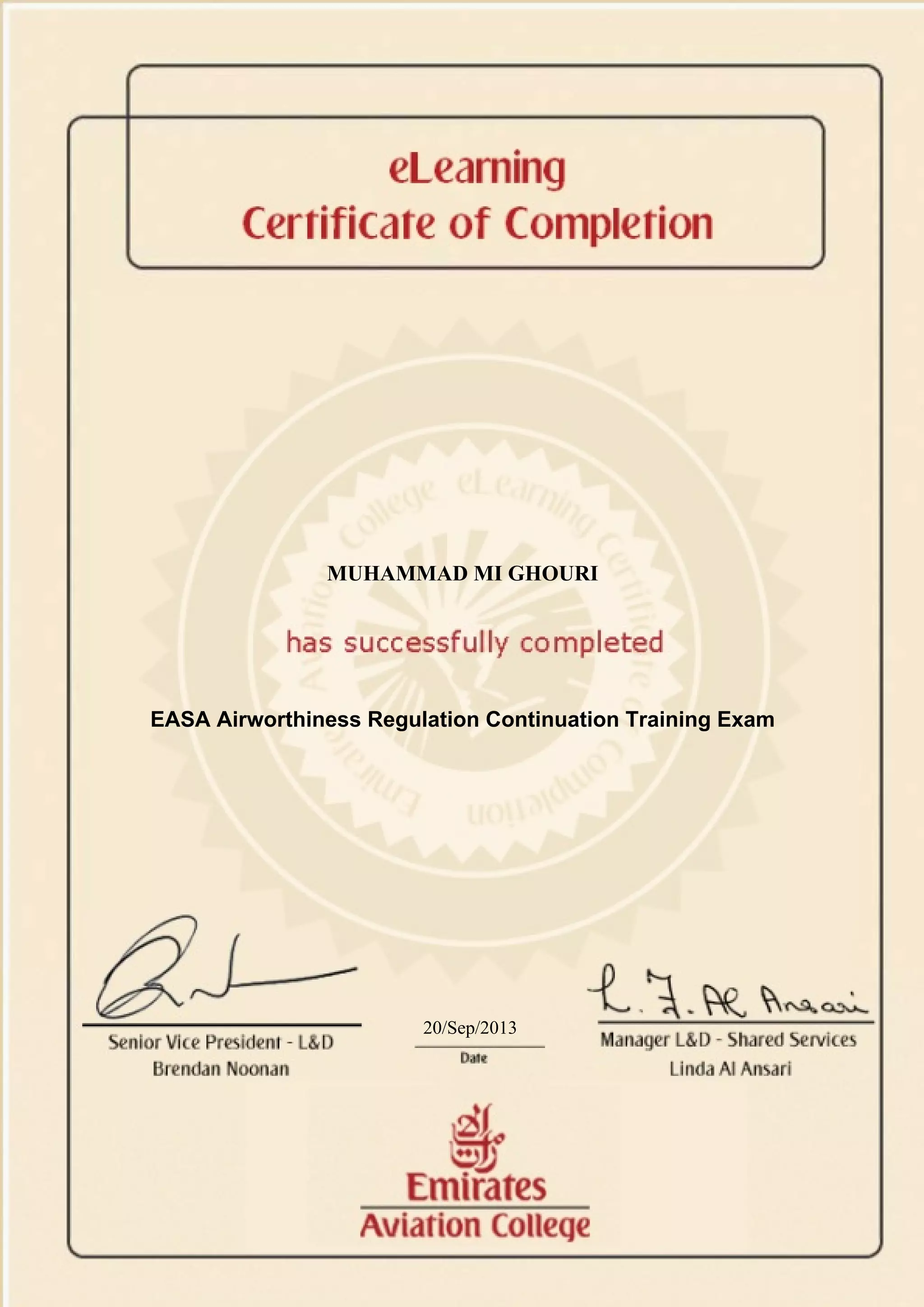 EASA Airworthiness Regulation Continuation Training Exam | PDF