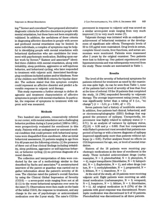 Depakote for the Treatment of Affective Symptoms in the Developmentaly Disabled