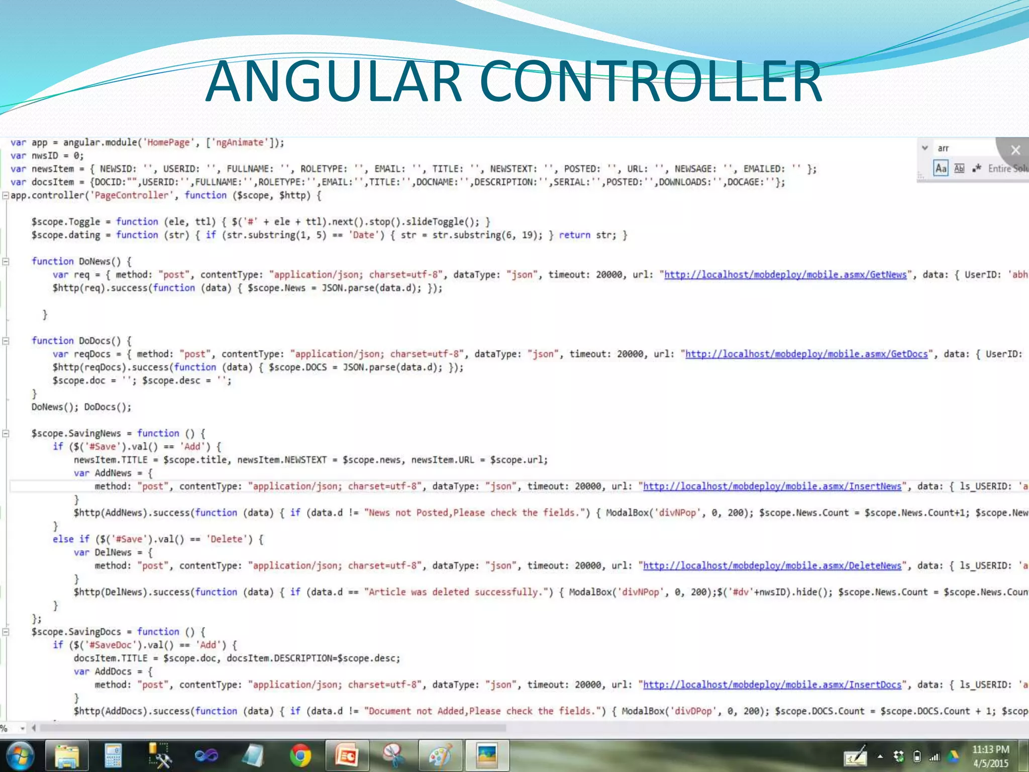 ANGULAR CONTROLLER
 