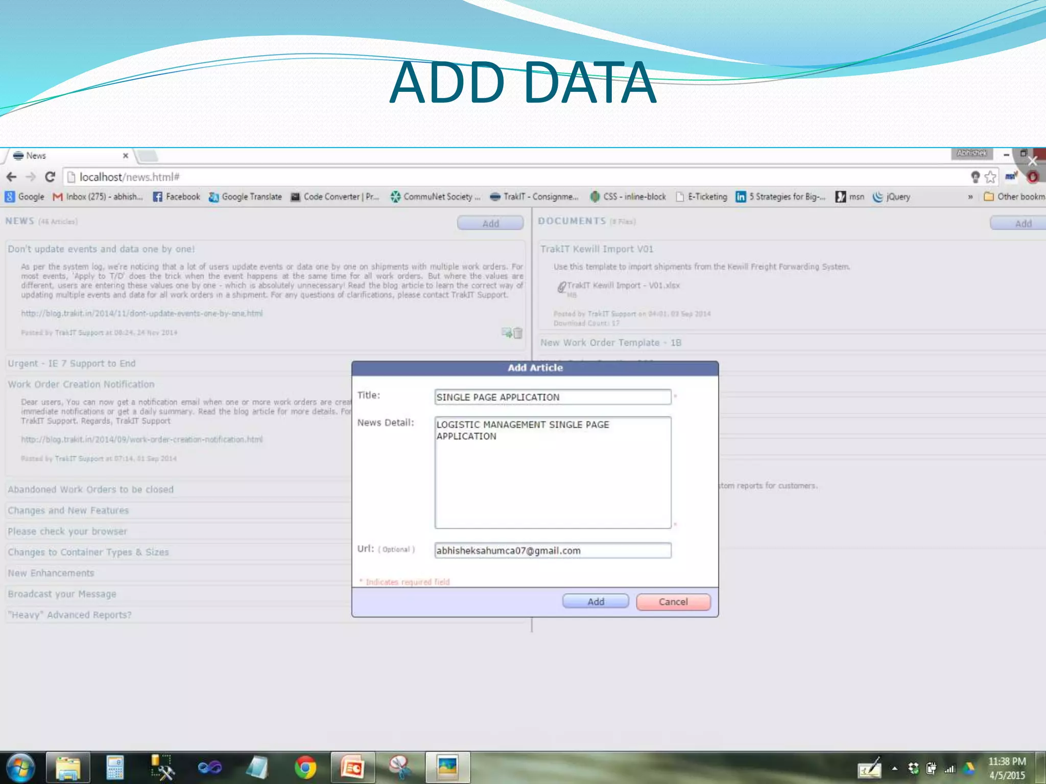 ADD DATA
 