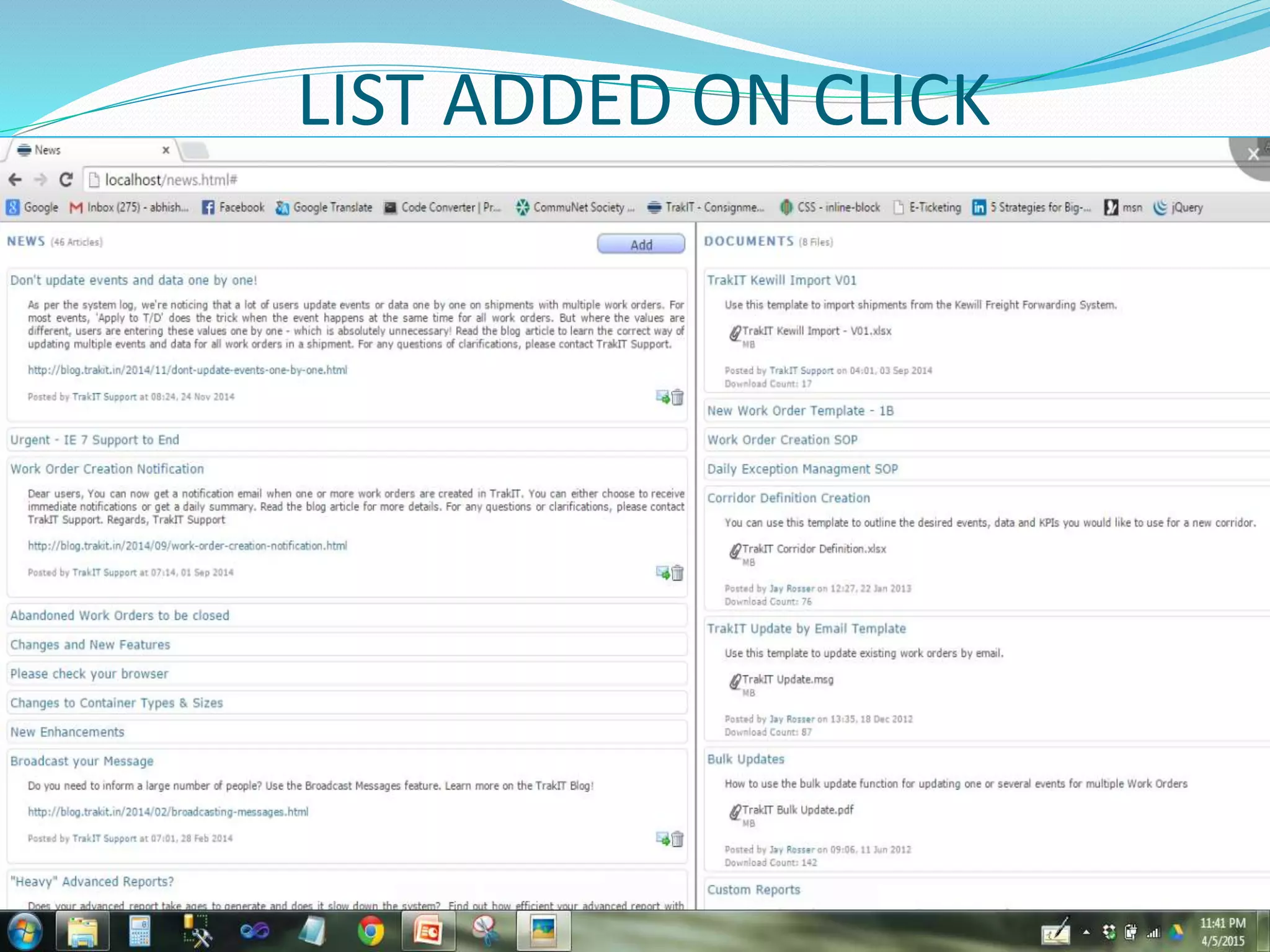 LIST ADDED ON CLICK
 