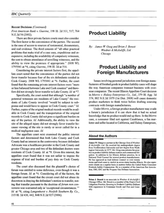 Product Liability and Foreign Manufacturers