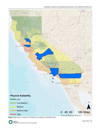 Feasibility Analysis of Installing Solar Panels over California Waterways
June 2014 | 39
Figure A-8 Top five counties in California according to suitability index.
 