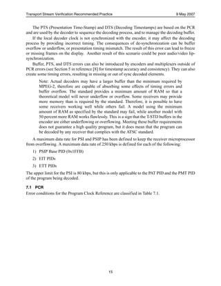 A78 a atsc recommended practice transport stream verification | PDF
