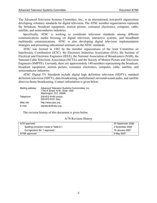 A78 a atsc recommended practice transport stream verification | PDF