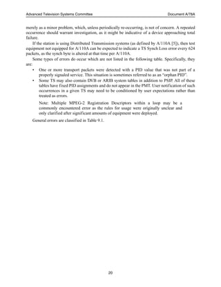 A78 a atsc recommended practice transport stream verification | PDF