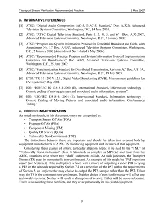 A78 a atsc recommended practice transport stream verification | PDF