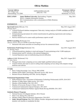 Olivia Mathias Resume | PDF