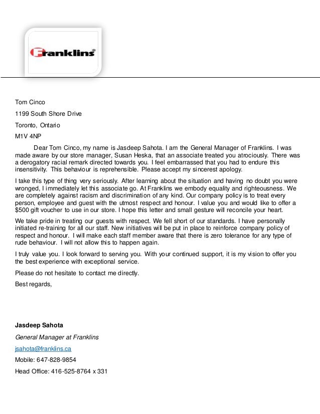 Apology Letter