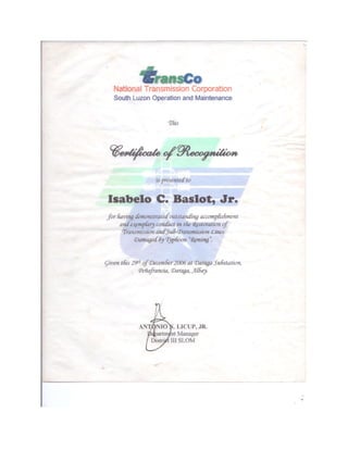 certificate of training Basic and Hotline