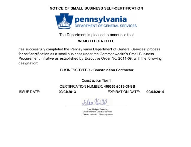 small certificate