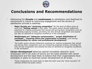 Conclusions and Recommendations
• Improving communication about where the organization is going, from
managers and supervi...