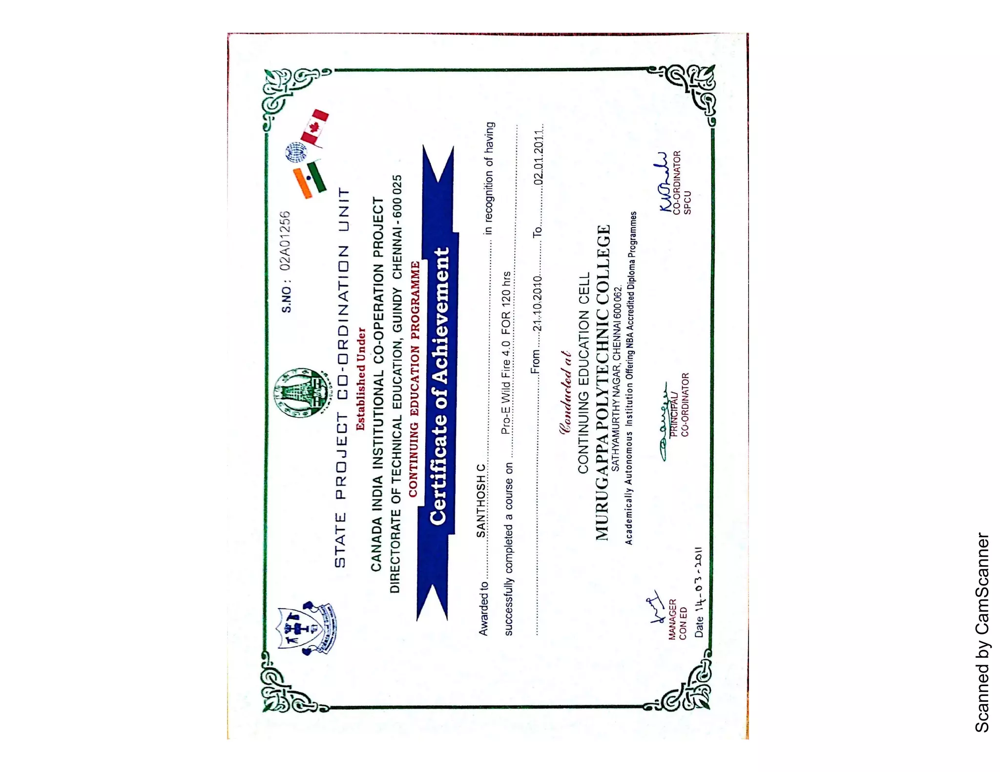 Pro-E completion certificate | PDF