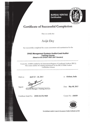 O 1. OHSAS LA Certificates_Avijit Dey