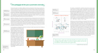 8988
Os números correspondentes a aplicativos educacionais não são menos
impressionantes, visto que ocupam o terceiro lugar no ranking da Apple
Store, com cerca de 10% de todos os downloads, menor apenas que jo-
gos e aplicativos de produtividade. Apesar disso, na média, os aplicativos
educacionais não engajam seus usuários de maneira tão intensa quanto
os jogos e aplicativos de comunicação como o WhatsApp, por exemplo. Na
matriz de engajamento mostrada ao lado, os aplicativos de educação são
menos frequentemente acessados (o eixo vertical mostra a frequência de
uso semanal, de 1 a 9 vezes) e mais rapidamente abandonados (o eixo ho-
rizontal mostra a taxa de manutenção do aplicativo no smartphone, nas
várias categorias) em relação a aplicativos em categorias tais como “notí-
cias”, “redes sociais”, “esportes”, “clima” e “jogos”.
Além disso, os setores envolvidos com a educação formal no Brasil não tem
acompanhado os avanços tecnológicos reportados acima com a mesma
velocidade e fluência do mundo fora da escola. Em Pernambuco, por exem-
plo, como em outros seis estados do País, a Assembleia Legislativa aprovou
recentemente lei segundo a qual é “proibido o uso de aparelhos celulares e
equipamentos eletrônicos nos estabelecimentos de ensino públicos ou pri-
vados” (Alepe, 2015). Há problemas com essa abordagem, pois, ao subtrair
o acesso à cultura de mídias, perpetuamos uma escola cega às modalida-
des de engajamento social e alheia aos modos de aprendizagem próprios
das crianças e jovens. Diferentemente do mundo fora da escola, o mundo
real da escola aliena os artefatos e atividades da cultura digital na qual os
alunos são nativos e hiperconectados, em favor de uma cultura didática
fundada em práticas anacrônicas de ensino. Muitos dos dados da pesquisa
Juventude Conectada apontam precisamente para essa questão, que resu-
mo pela fala de uma das entrevistadas na pesquisa qualitativa:
“Muitas vezes, aquilo que você não entendeu em sala de aula, você
consegue entender melhor na internet. Explica melhor, com as nos-
sas palavras. Explica do jeito que a gente fala.”
Saiba mais sobre a
pesquisa qualitativa
na pág. 18.
Statista,2015;
http://bit.ly/1ljJHtz
Flurry,2012;
http://bit.ly/1Lquymz
A imersão dos jovens em ambientes digitais acessíveis por dispositivos móveis observou enorme cres-
cimento nos últimos anos. Nos Estados Unidos, por exemplo, enquanto o tempo médio dedicado à TV
manteve-se praticamente estável entre 2010 e 2014 (4,41 horas e 4,38 horas diárias, respectivamente),
o uso de smartphones e tablets para acesso à internet tornou-se comum no cotidiano de parcelas cada
vez maiores da população, saltando de apenas 24 minutos por dia para 2,8 horas por dia no mesmo
período. Trata-se de uma tendência global, confirmada no Brasil pelos dados das pesquisas relatadas
nesse documento. Aqui o uso diário de smartphones é maior que a média mundial (84 vs. 74 minutos/
dia, respectivamente, segundo dados da Worldwide Independent Network), mesmo considerando que
apenas 28% da população brasileira possui esse tipo de dispositivo.
Igualmente importante, sites e serviços na web não são mais os principais alvos do acesso móvel entre
usuários de smartphones e tablets. O uso de aplicativos (“apps”), principalmente nos smartphones, já
é muito superior em relação à “www” tradicional. Segundo estimativa recente da Flurry Analytics, os
estadunidenses despendem mais de duas horas diárias com o uso de aplicativos, contra menos de 30
minutos de acesso à web. No Brasil, 85% dos jovens brasileiros entre 15 e 29 anos de idade acessam a
internet com mais frequência pelo smartphone (Juventude Conectada, 2015). Também não é novidade
o uso intenso que os brasileiros fazem de redes sociais virtuais: o WhatsApp, por exemplo, tem cerca de
38 milhões de usuários em nosso País.
O uso de aplicativos em dispositivos móveis já é um fenômeno mundial. Existem hoje cerca de 3 bilhões de
itens disponíveis para download na Goo-
gle Play (para usuários de smartphones
Android) e Apple Store (para usuários de
iPhone) combinadas, sendo que esta úl-
tima já registrou um total de 100 bilhões
de downloads desde seu lançamento
em 2008. Em relação a esse ponto, é
interessante notar que, de acordo com
esta segunda edição do estudo Juventu-
de Conectada, a sensação de segurança
entre os usuários brasileiros é maior jus-
tamente quando envolvidos em ativida-
des mais simples, como baixar itens das
lojas de aplicativos (oficiais ou alternati-
vas), ou ainda quando usam a internet
para a inscrição em concursos ou provas
(lembrando que o ENEM e muitos con-
cursos públicos oferecem apenas a ins-
crição online).
Uma pedagogia de bits para a juventude conectada
Saiba mais sobre a
etapa PerguntAção
na pág. 189.
eMarketer,2014;
http://bit.ly/1mCe39I
ComTech, 2015;
http://bit.ly/18AV4JV
2013;
http://bit.ly/1RDxula
2015,
http://tcrn.ch/1gkNxf2
2014,
http://bit.ly/1ht844S
Statista,2015;
http://bit.ly/1pcnHxO
(Curitiba, 20-24 anos, classes C e D)
 