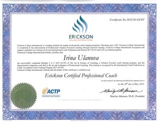 Ulanova, Irina ECPC Certificate