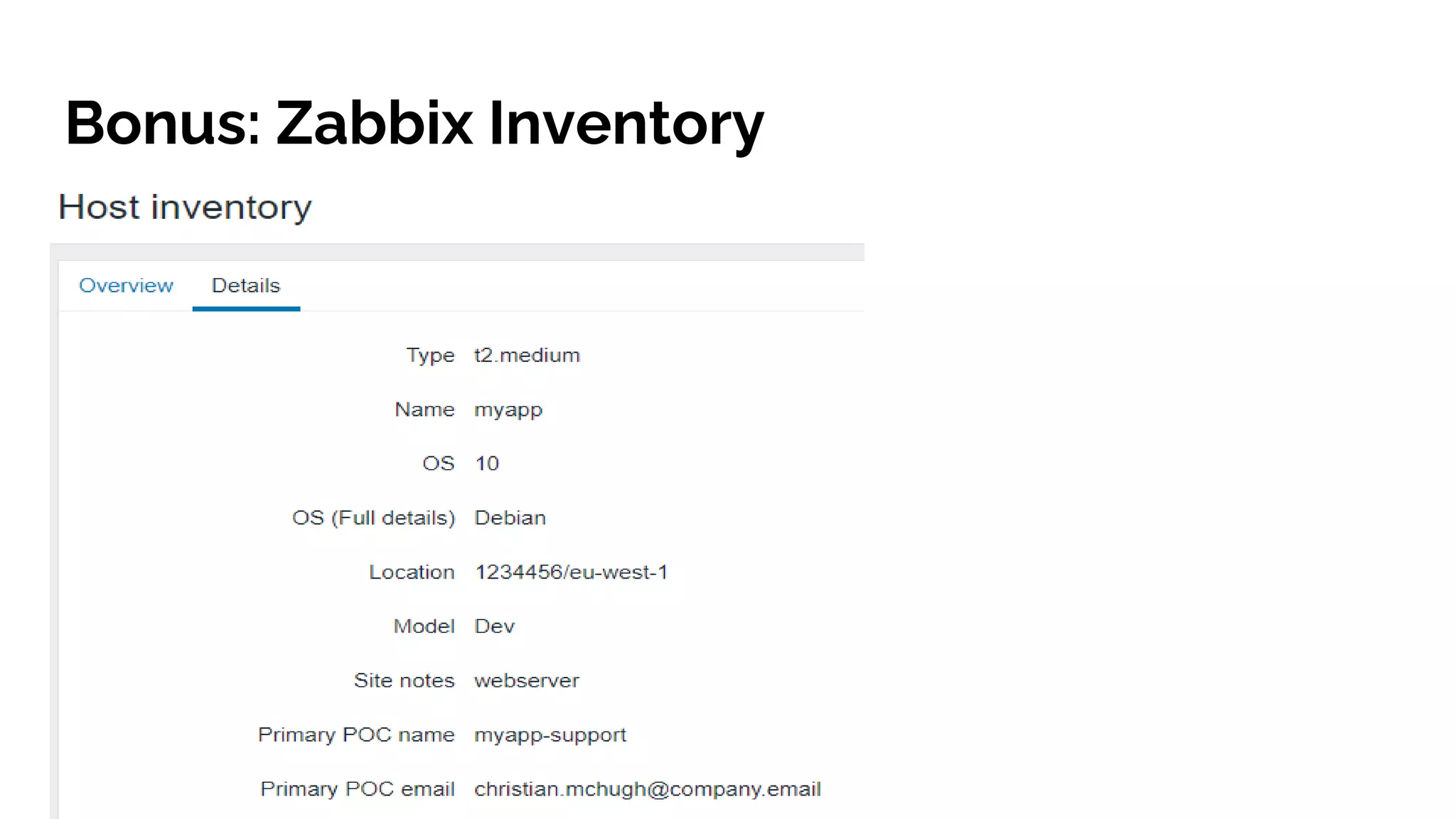 Bonus: Zabbix Inventory
 