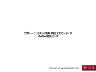 2
CRM – CUSTOMER RELATIONSHIP
MANAGEMENT
 