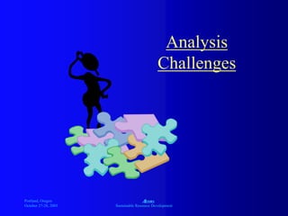 Portland, Oregon
October 27-28, 2003
A
Sustainable Resource Development
Analysis
Challenges
 