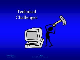 Portland, Oregon
October 27-28, 2003
A
Sustainable Resource Development
Technical
Challenges
 