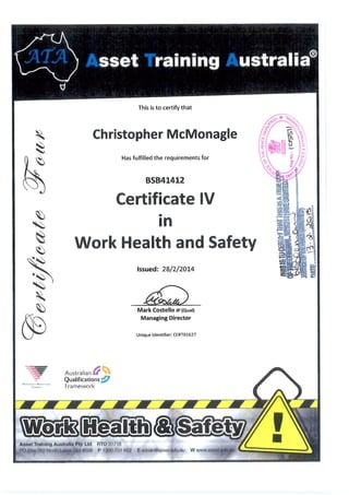 Cert IV Work Health and Safety