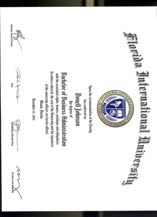Donell Johnson's Degree