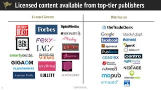 8 CONFIDENTIAL
LicensedContent Distribution
American Profile
Licensed content available from top-tier publishers
 