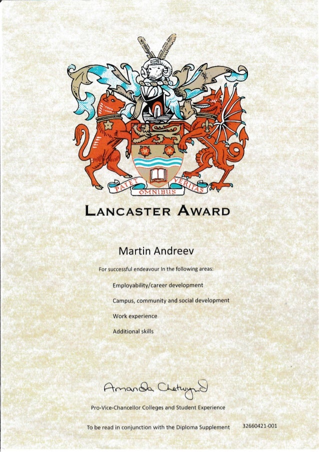 Lancaster Award (certificate)