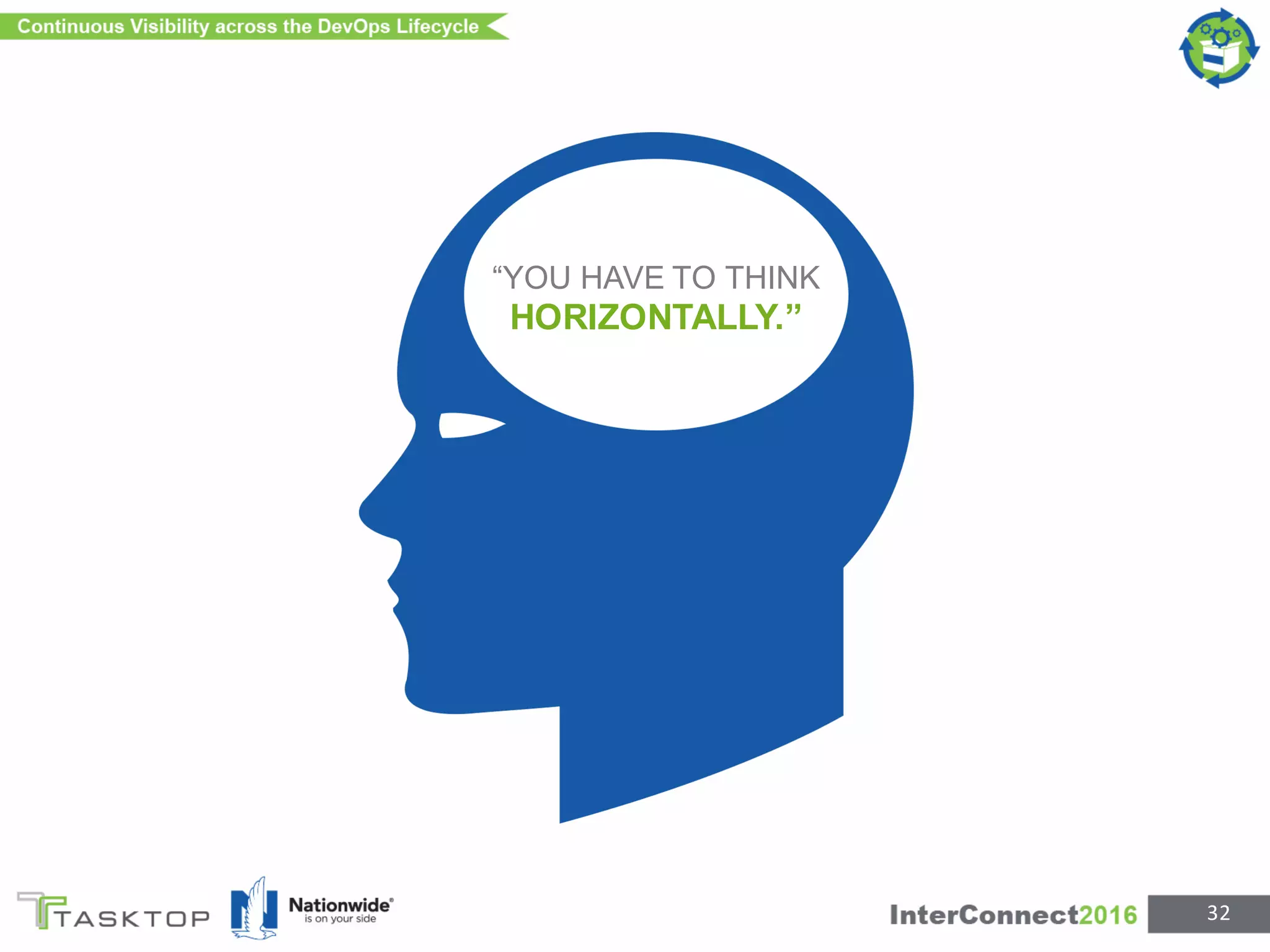 “YOU HAVE TO THINK
HORIZONTALLY.”
32
 