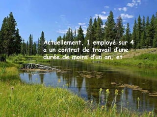 Actuellement, 1 employé sur 4
a un contrat de travail d’une
durée de moins d’un an, et
 