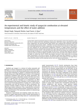 An experimental and kinetic study of syngas-air combustion at elevated ...