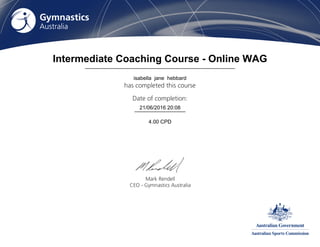 Intermediate Coaching Course - Online WAG
21/06/2016 20:08
isabella jane hebbard
4.00 CPD
 