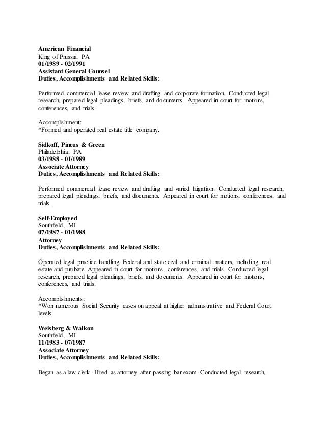 litigation attorney resume